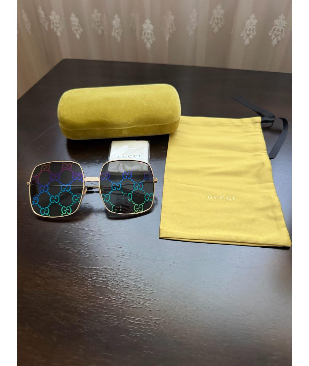 GUCCI Голубые металлические солнцезащитные очки, фото 5