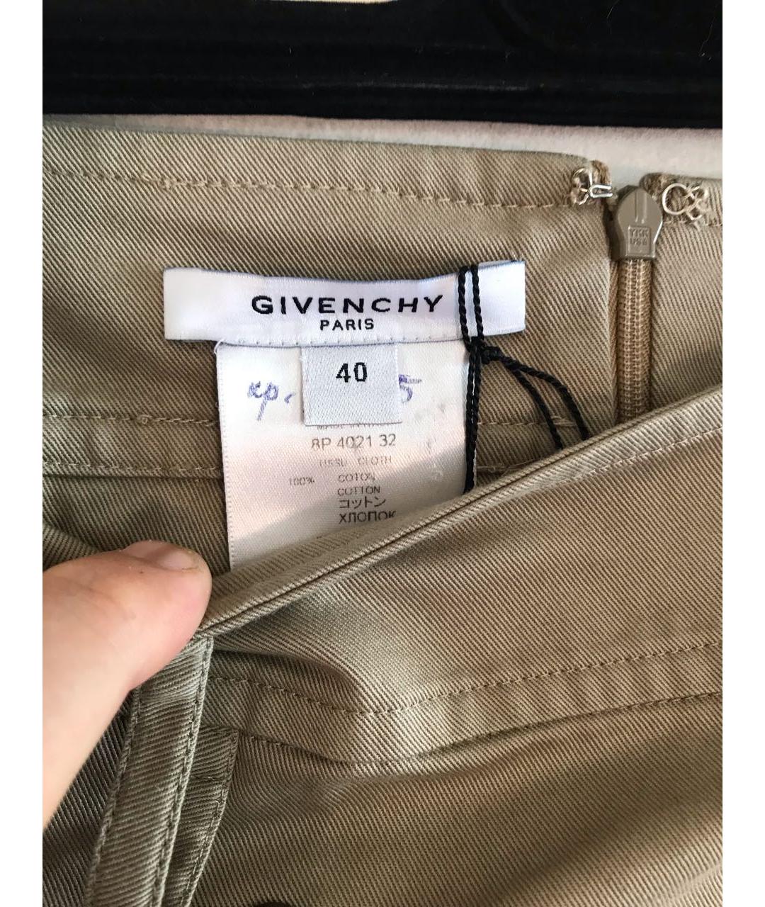 GIVENCHY Хаки хлопковая юбка миди, фото 2