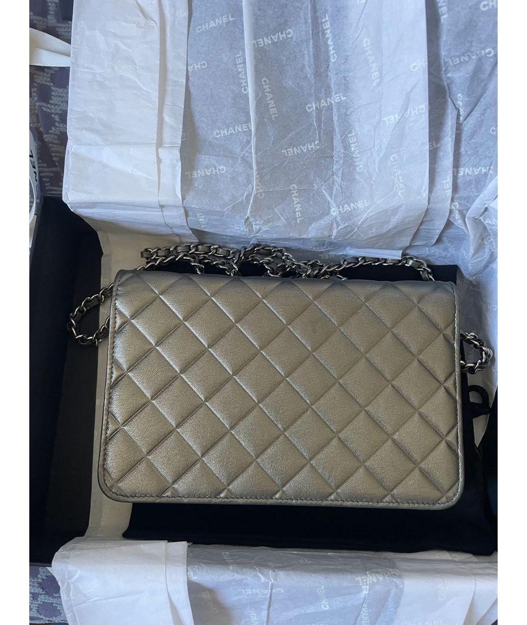 CHANEL Серебряная кожаная сумка через плечо, фото 3