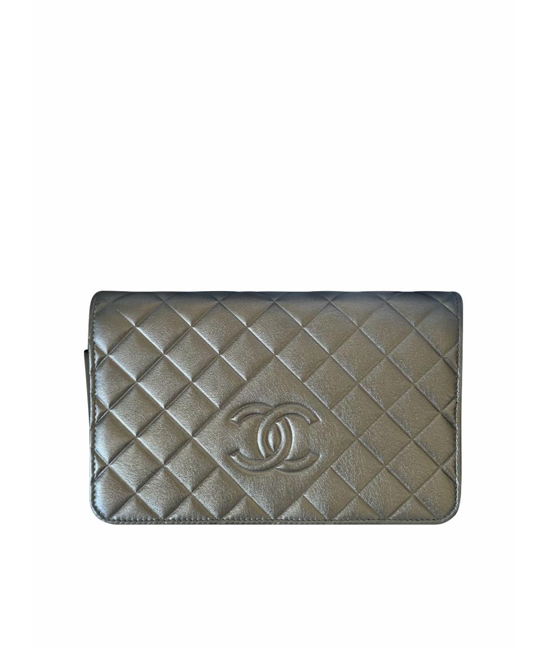 CHANEL Серебряная кожаная сумка через плечо, фото 1