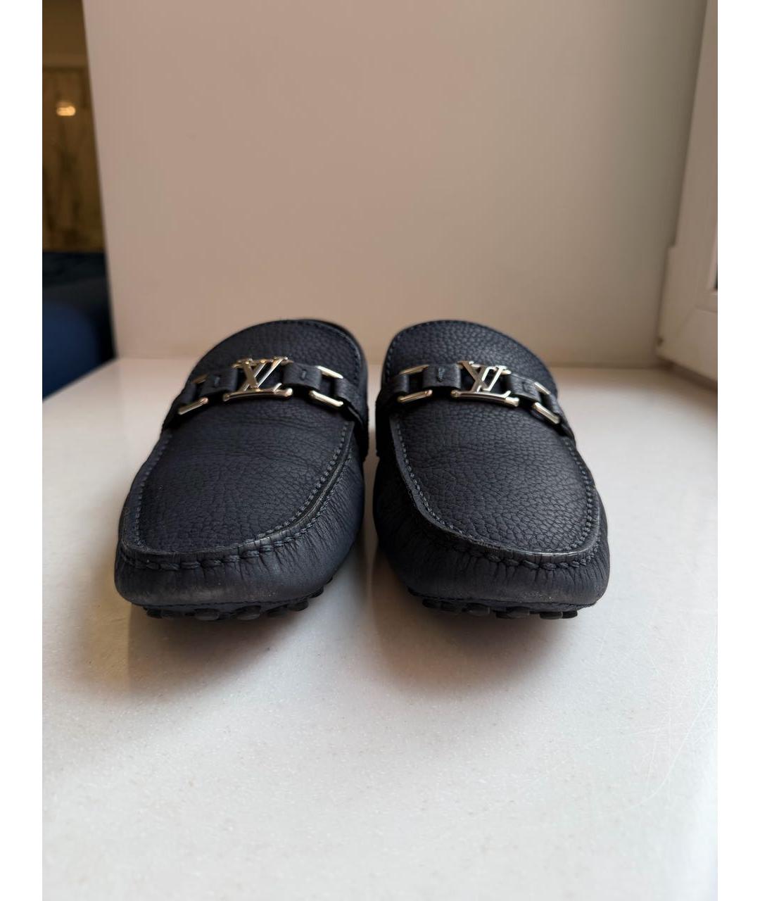 LOUIS VUITTON Темно-синие кожаные мокасины, фото 2