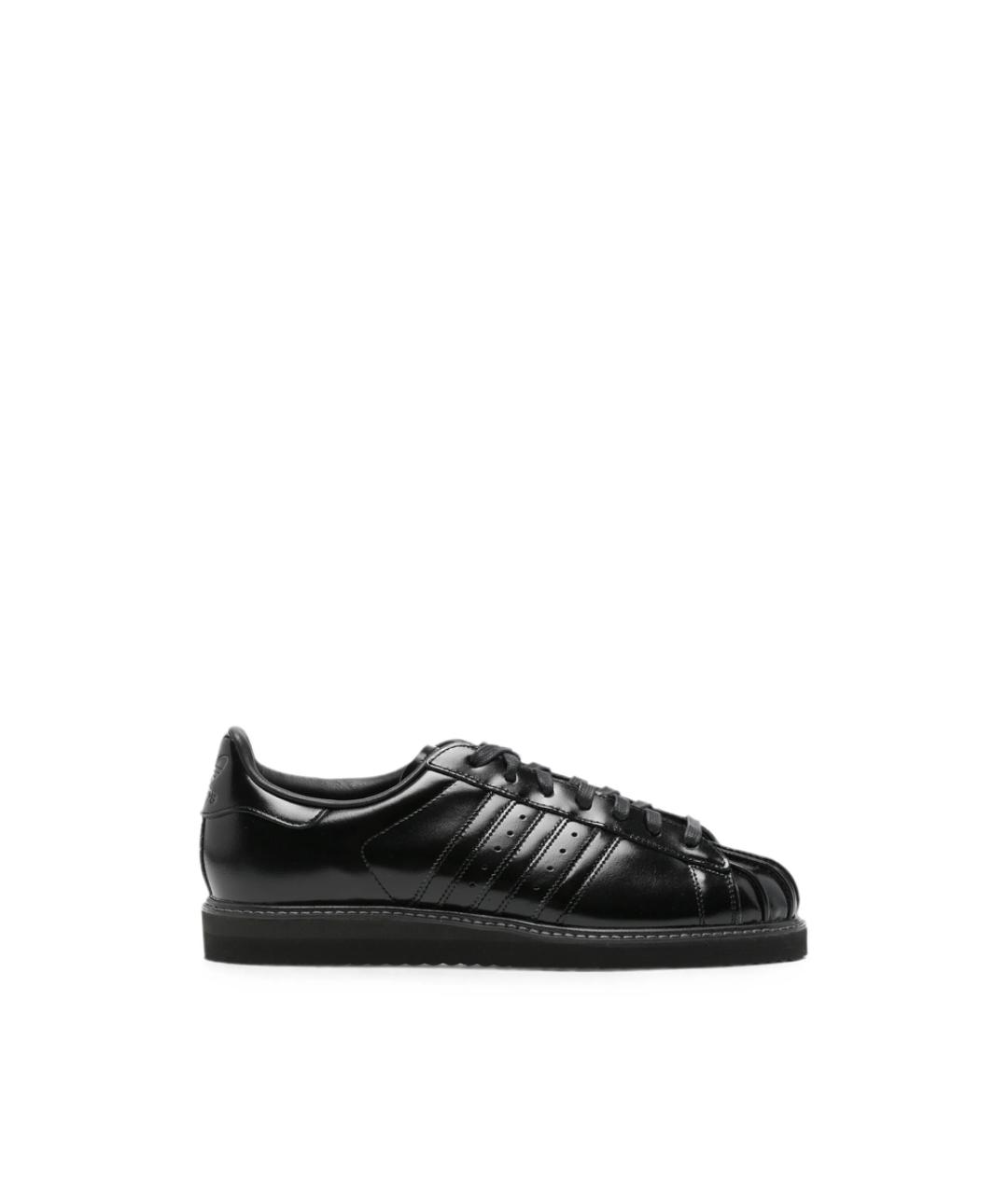 ADIDAS Черные кожаные низкие кроссовки / кеды, фото 1