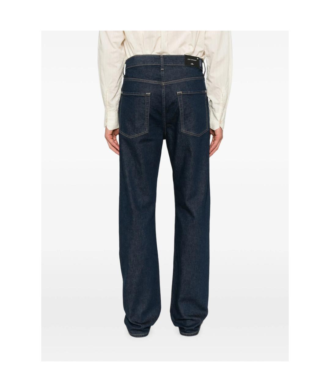 7 FOR ALL MANKIND Темно-синие хлопковые прямые джинсы, фото 2