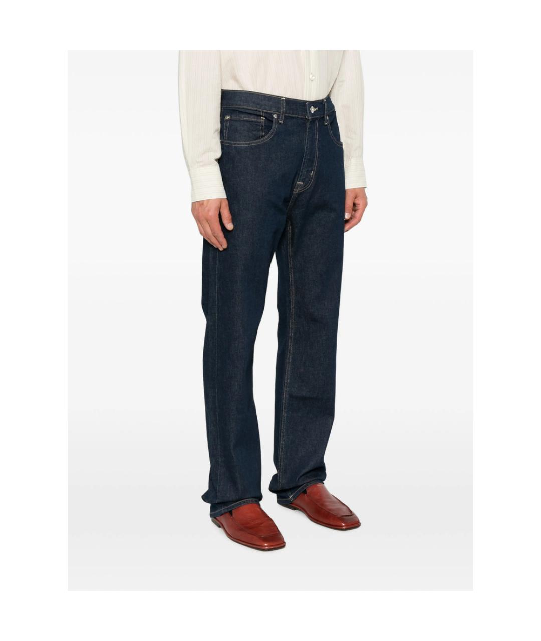 7 FOR ALL MANKIND Темно-синие хлопковые прямые джинсы, фото 4