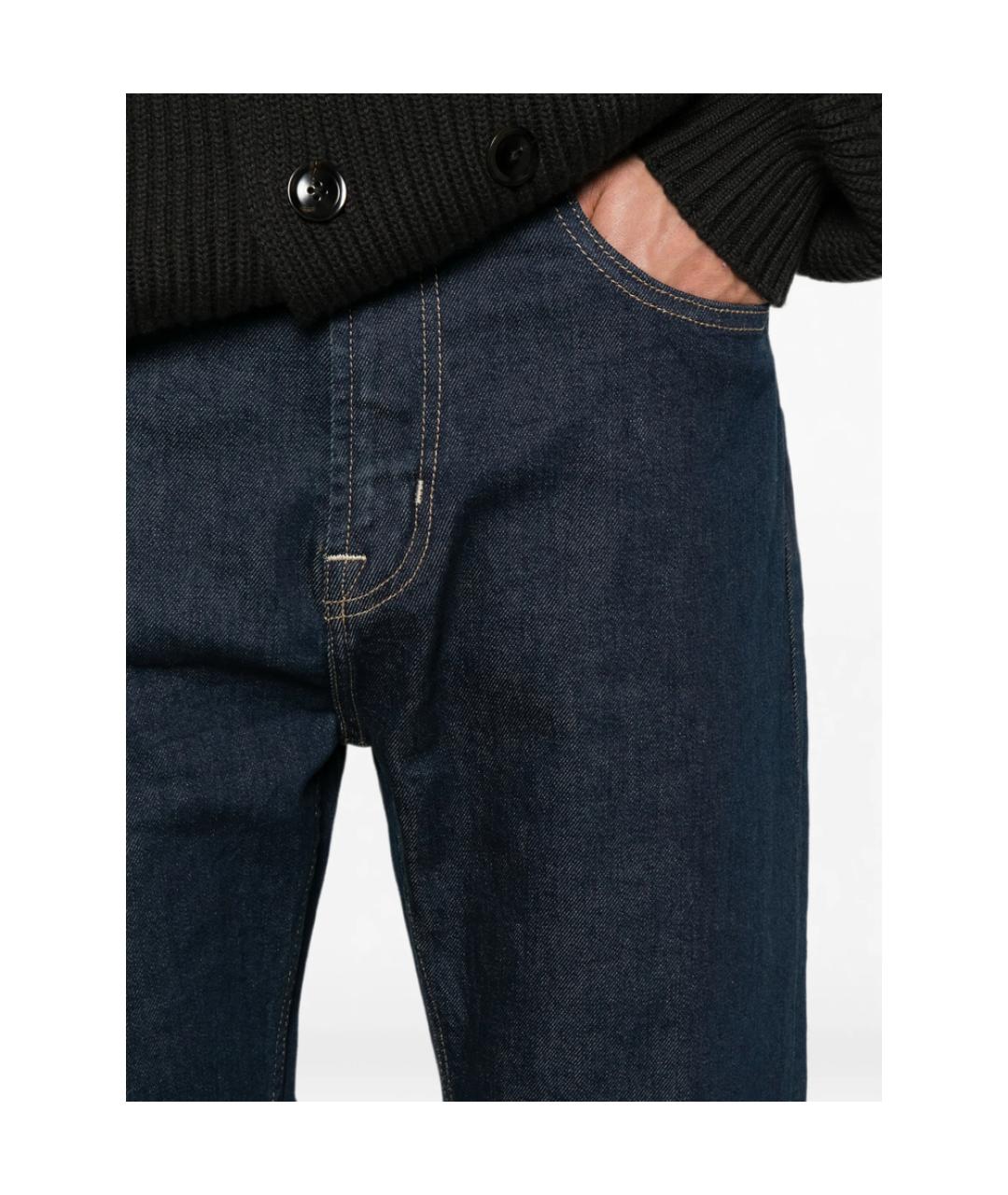 7 FOR ALL MANKIND Темно-синие хлопковые прямые джинсы, фото 5