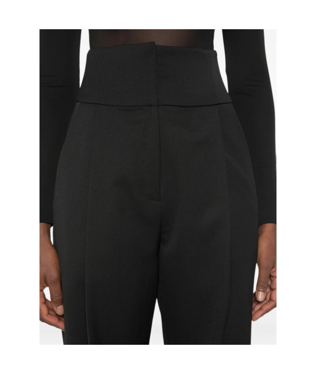 ELISABETTA FRANCHI Черные полиэстеровые прямые брюки, фото 4