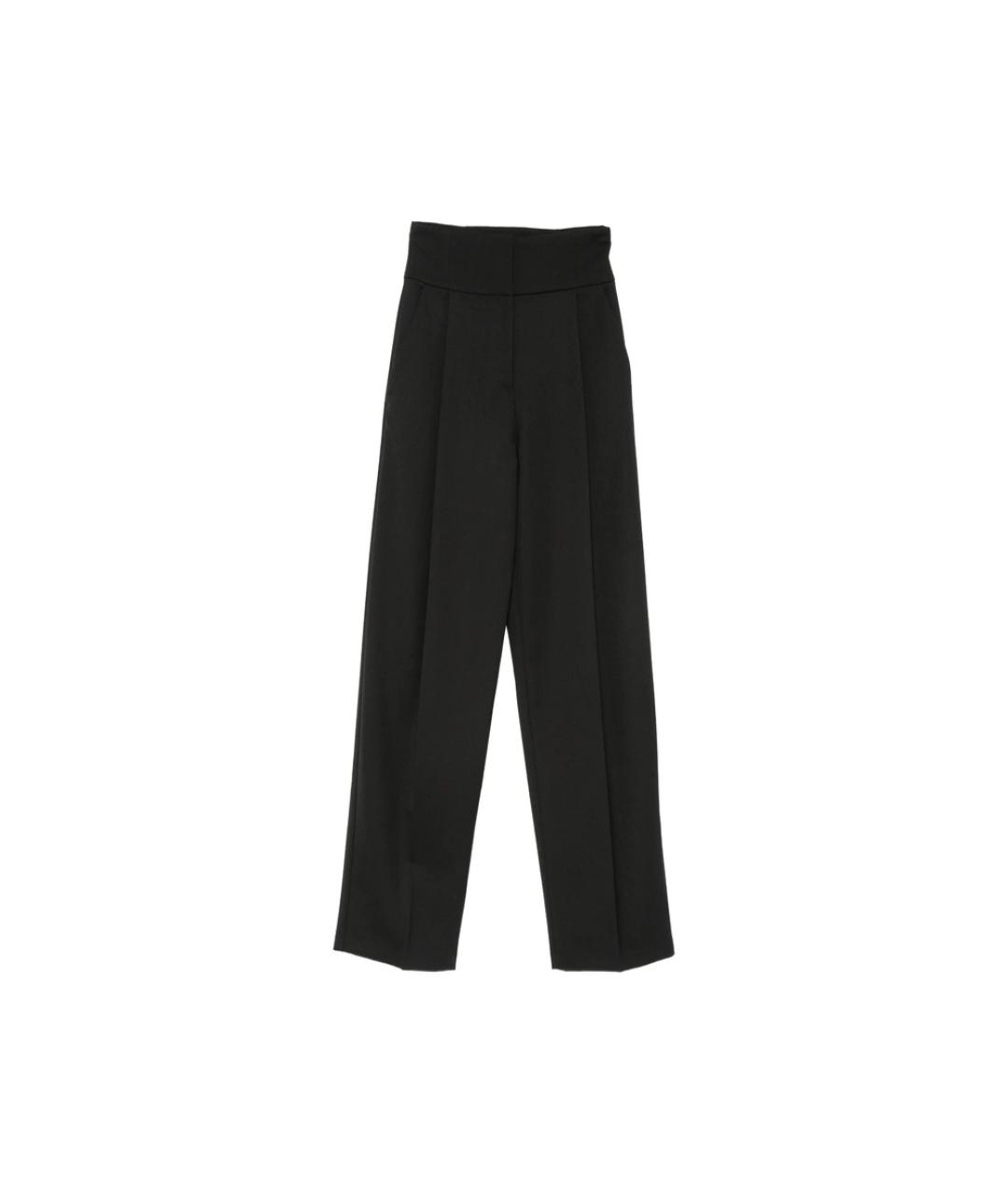 ELISABETTA FRANCHI Черные полиэстеровые прямые брюки, фото 1