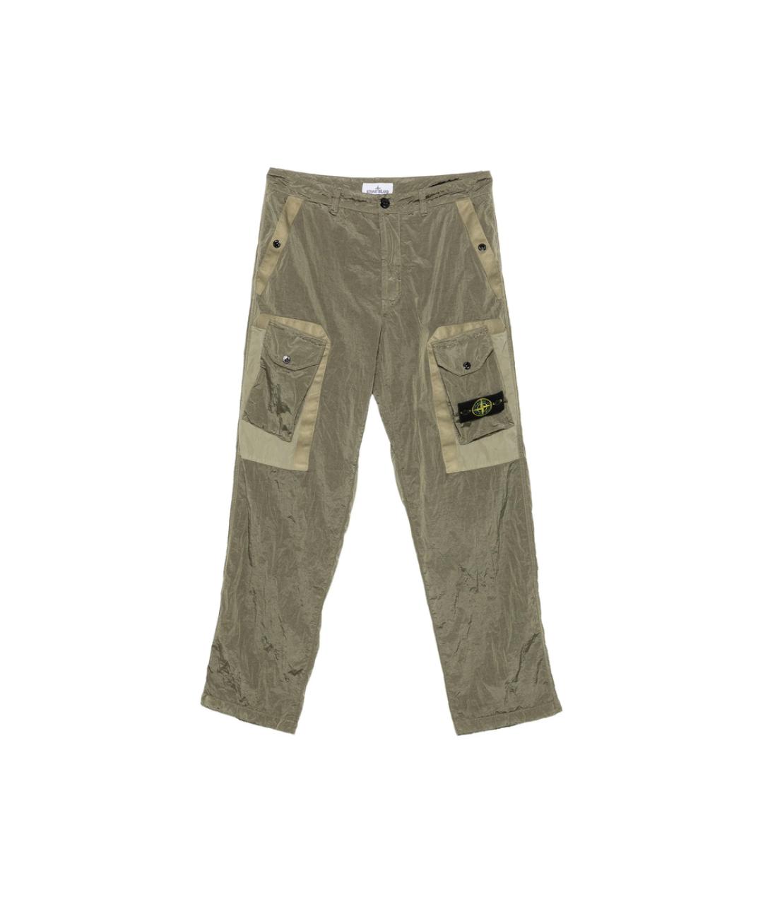 STONE ISLAND Зеленые полиамидовые повседневные брюки, фото 1