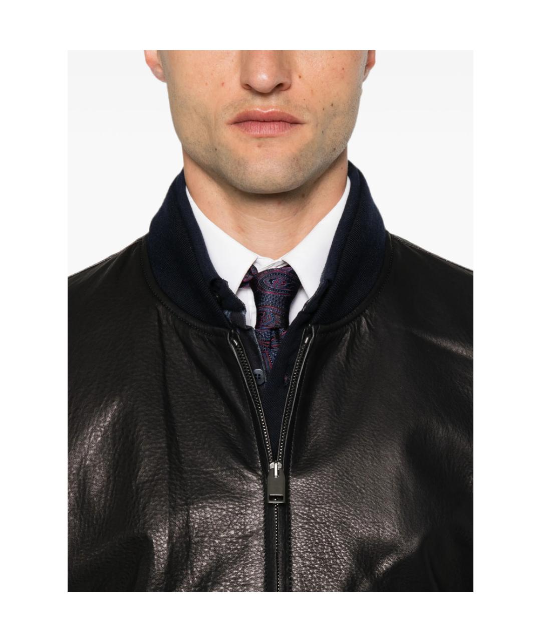 BRIONI Черная кожаная куртка, фото 3