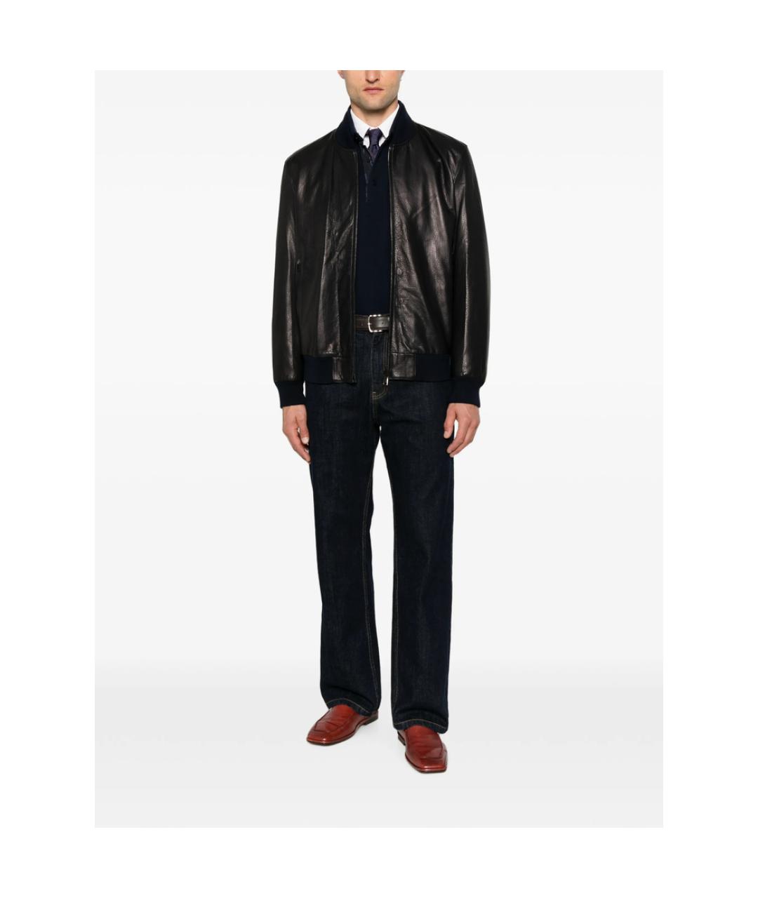 BRIONI Черная кожаная куртка, фото 4