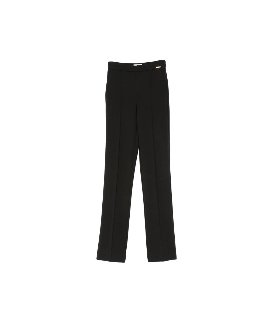 ELISABETTA FRANCHI Черные полиэстеровые прямые брюки, фото 1