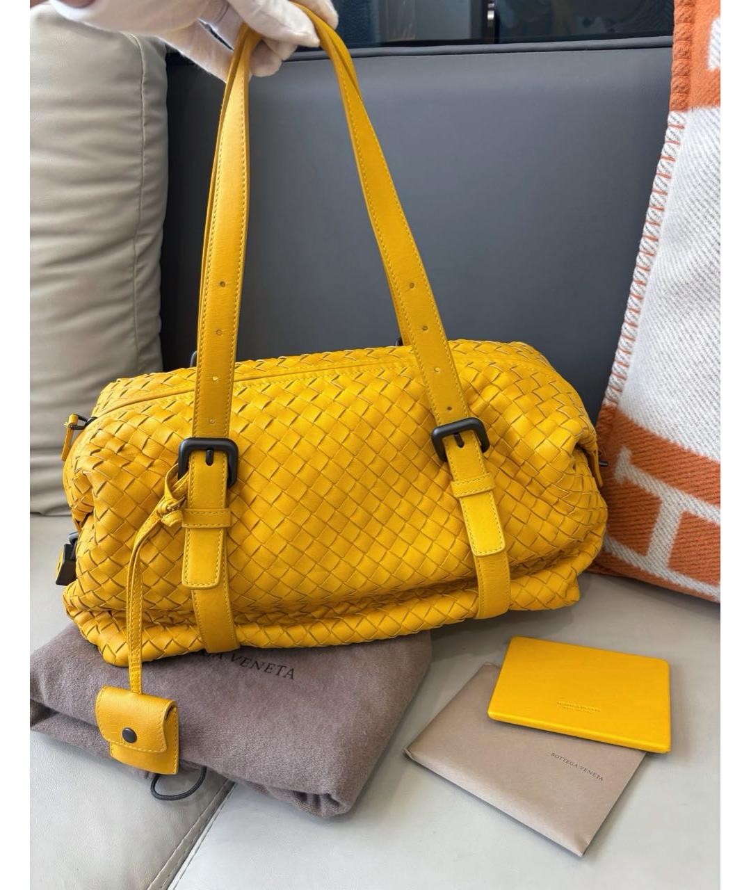 BOTTEGA VENETA Желтая кожаная сумка через плечо, фото 8