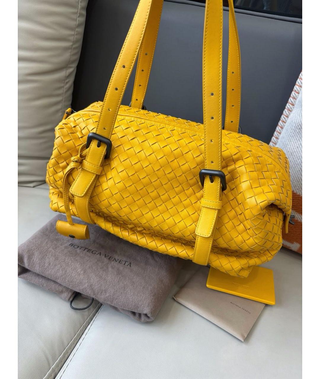 BOTTEGA VENETA Желтая кожаная сумка через плечо, фото 2