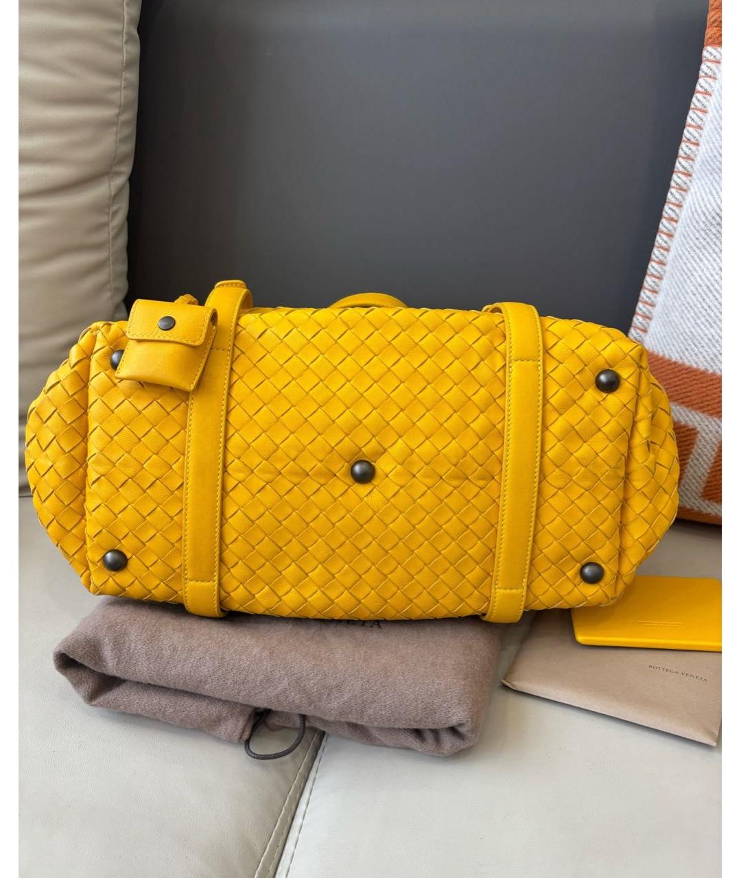 BOTTEGA VENETA Желтая кожаная сумка через плечо, фото 4