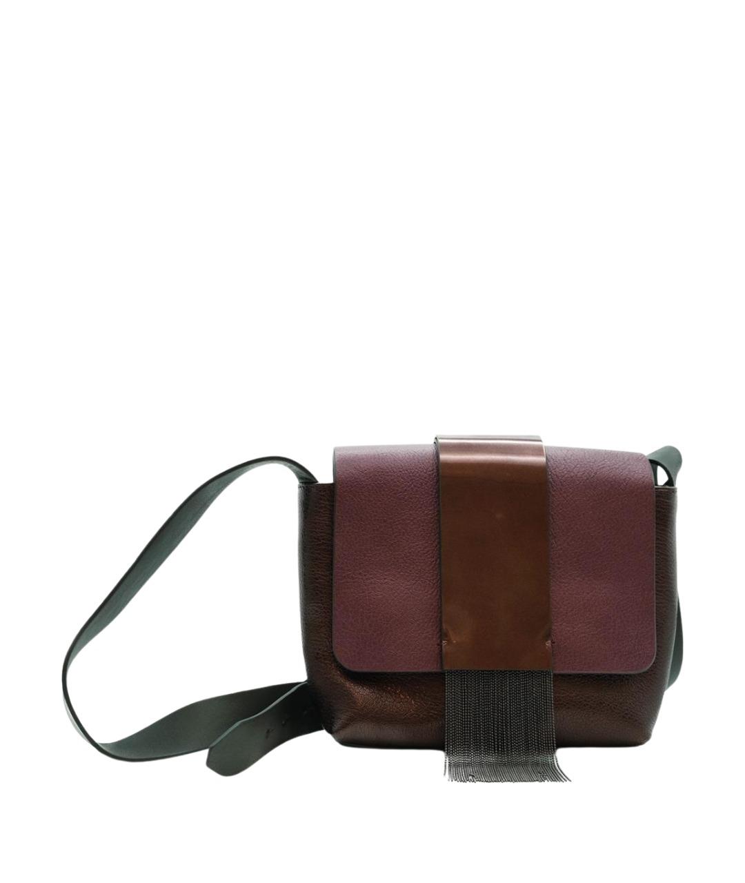 BRUNELLO CUCINELLI Бордовая кожаная сумка через плечо, фото 1