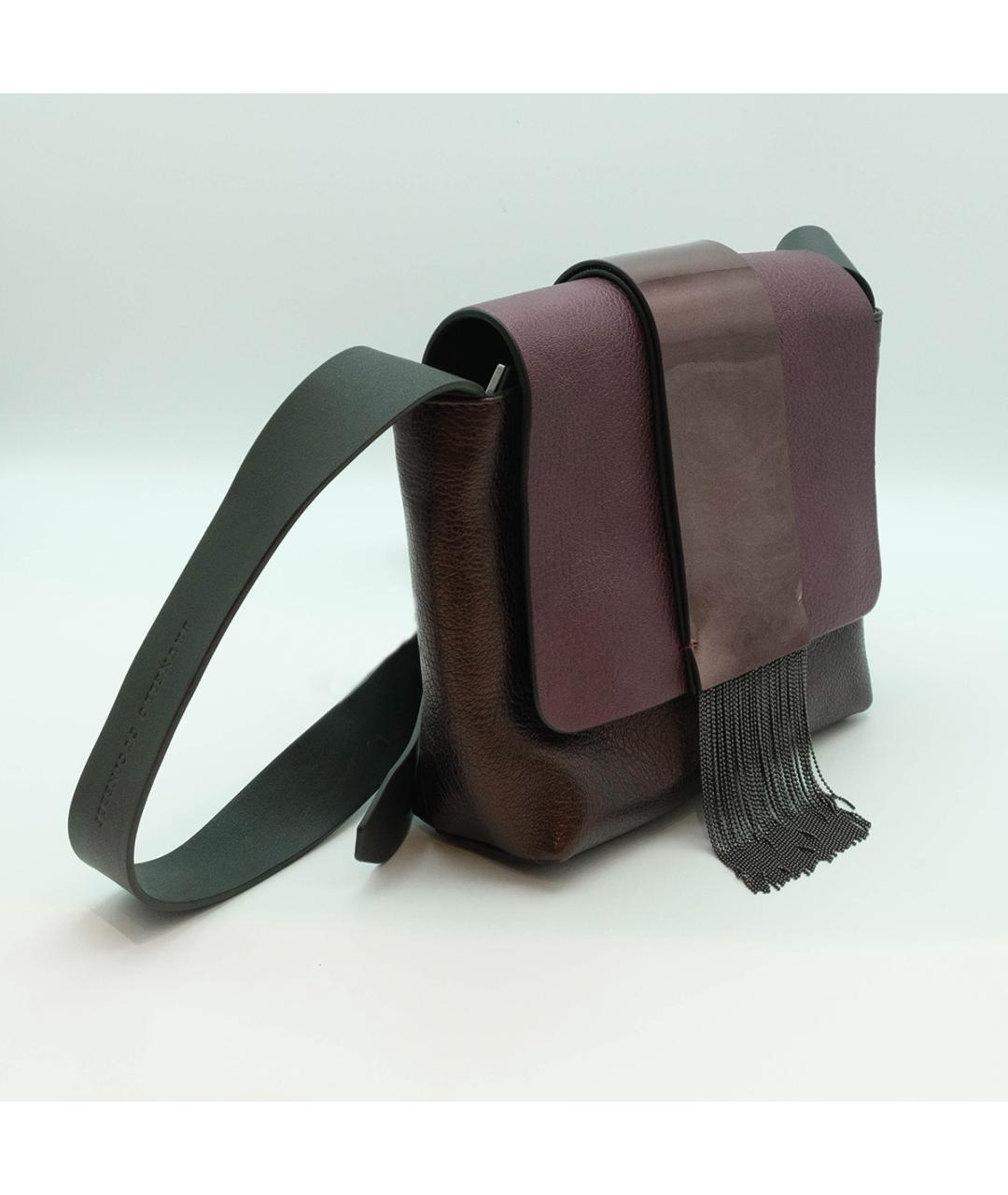 BRUNELLO CUCINELLI Бордовая кожаная сумка через плечо, фото 3