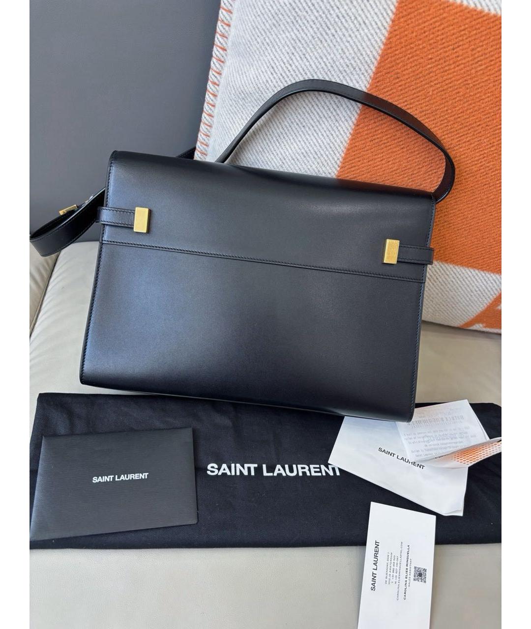 SAINT LAURENT Черная кожаная сумка через плечо, фото 3