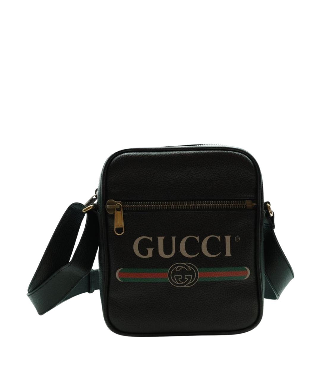 GUCCI Черная кожаная сумка на плечо, фото 1