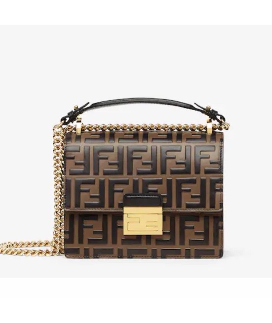 FENDI Коричневая кожаная сумка через плечо, фото 9