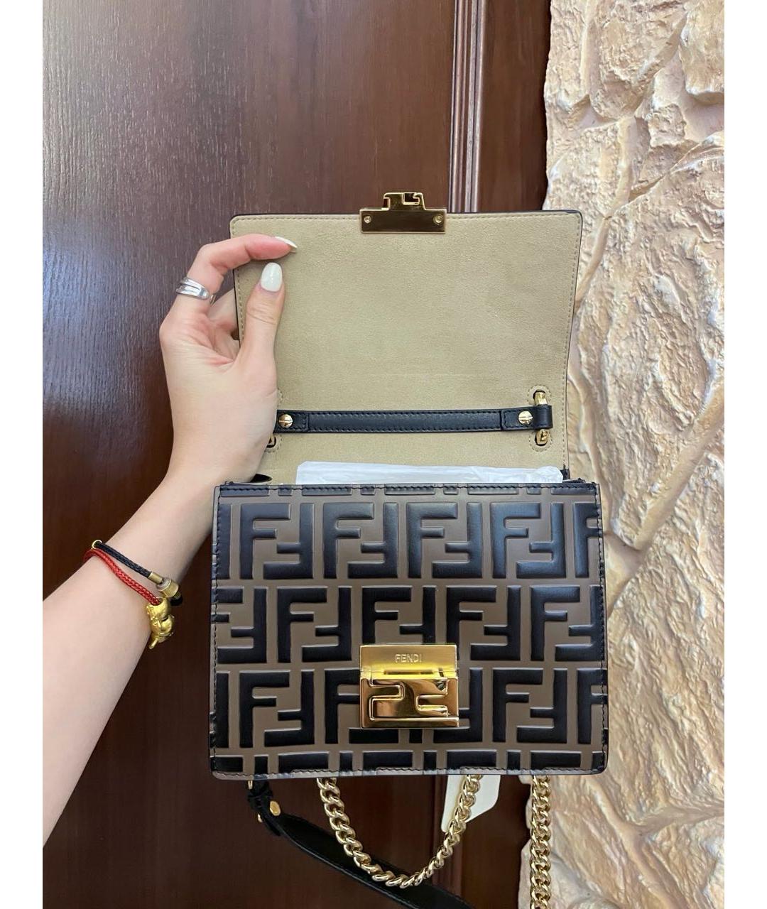 FENDI Коричневая кожаная сумка через плечо, фото 6