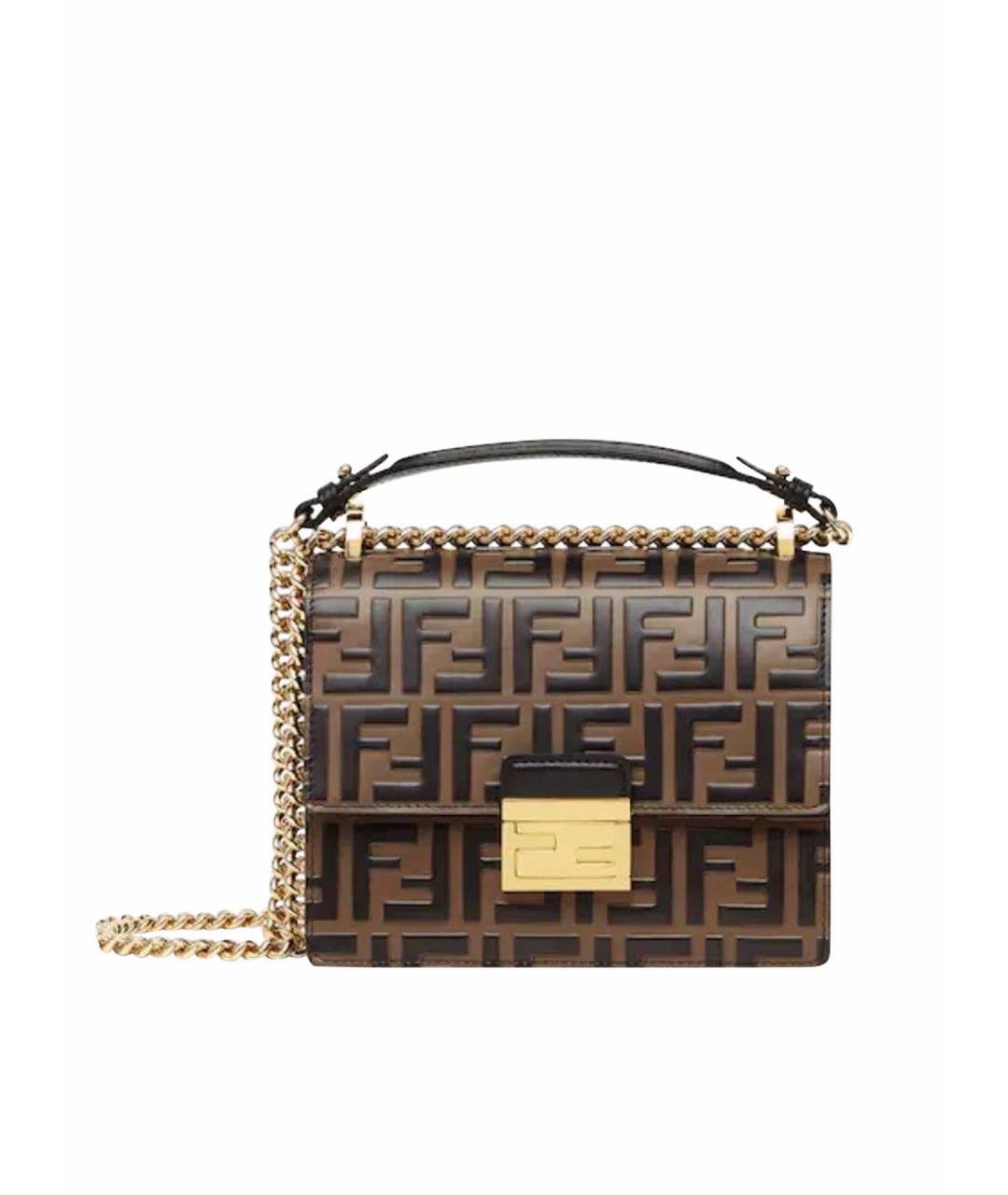 FENDI Коричневая кожаная сумка через плечо, фото 1