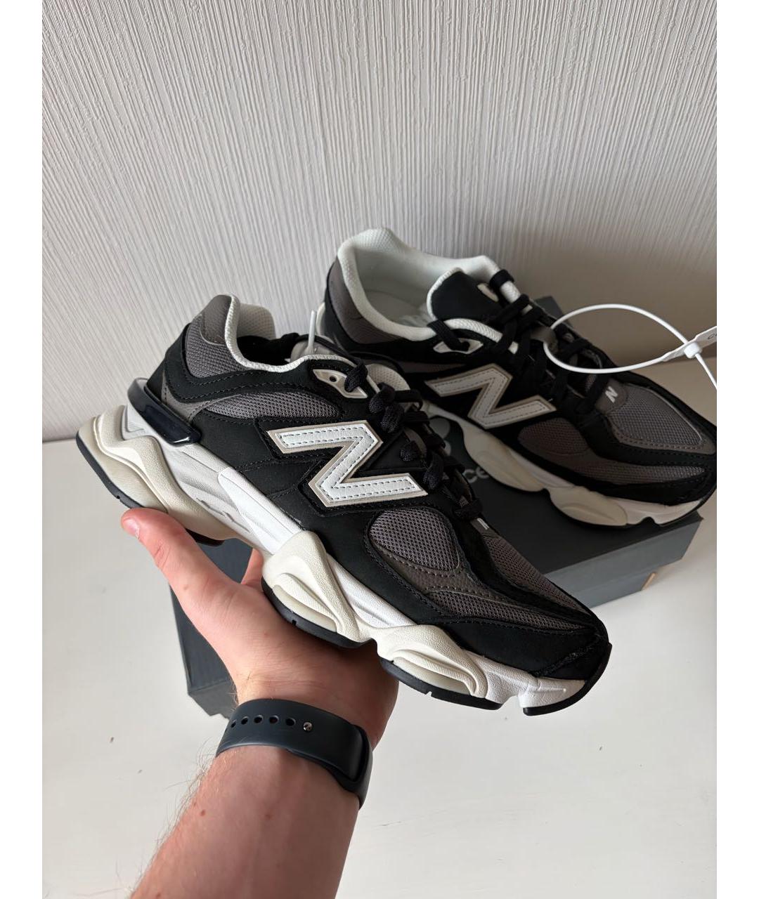 NEW BALANCE Черные кожаные низкие кроссовки / кеды, фото 3