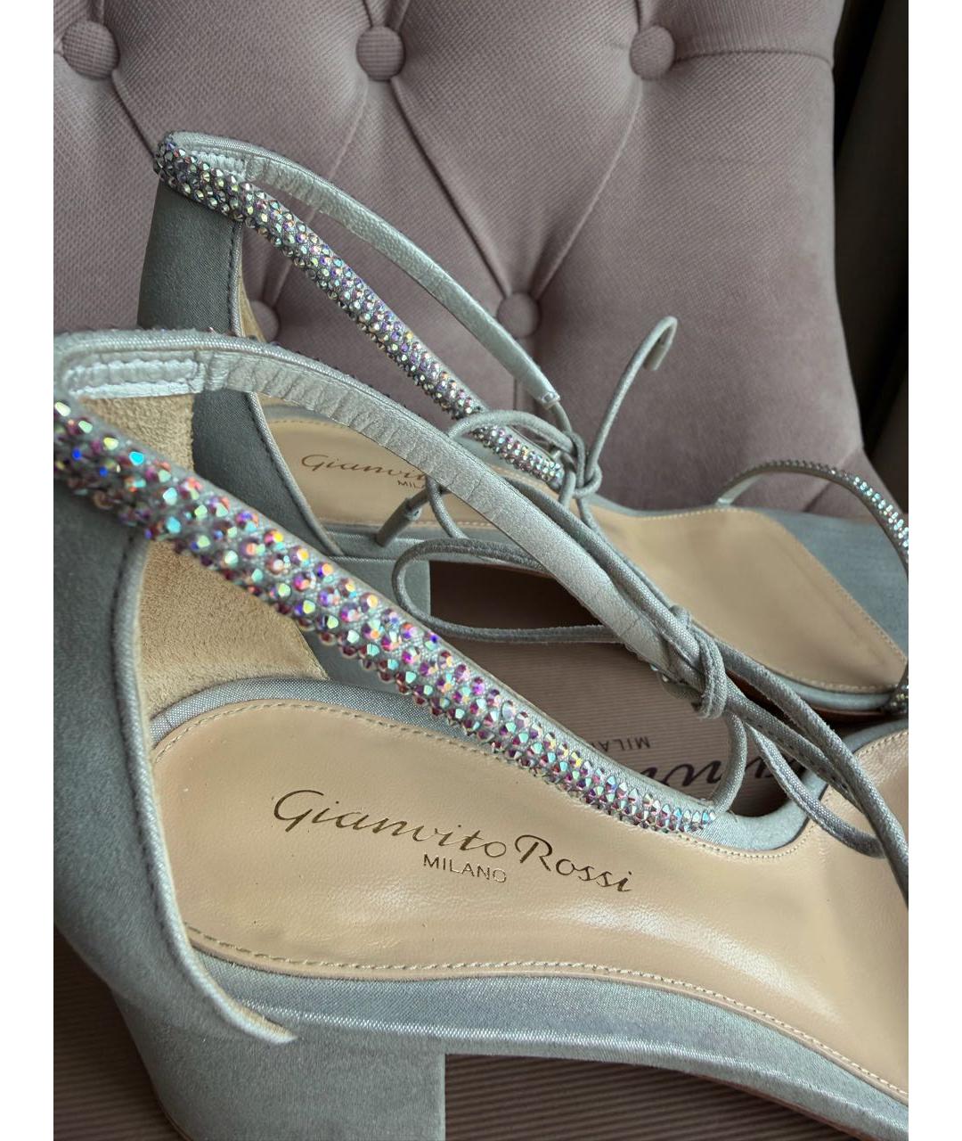 GIANVITO ROSSI Голубые кожаные босоножки, фото 5