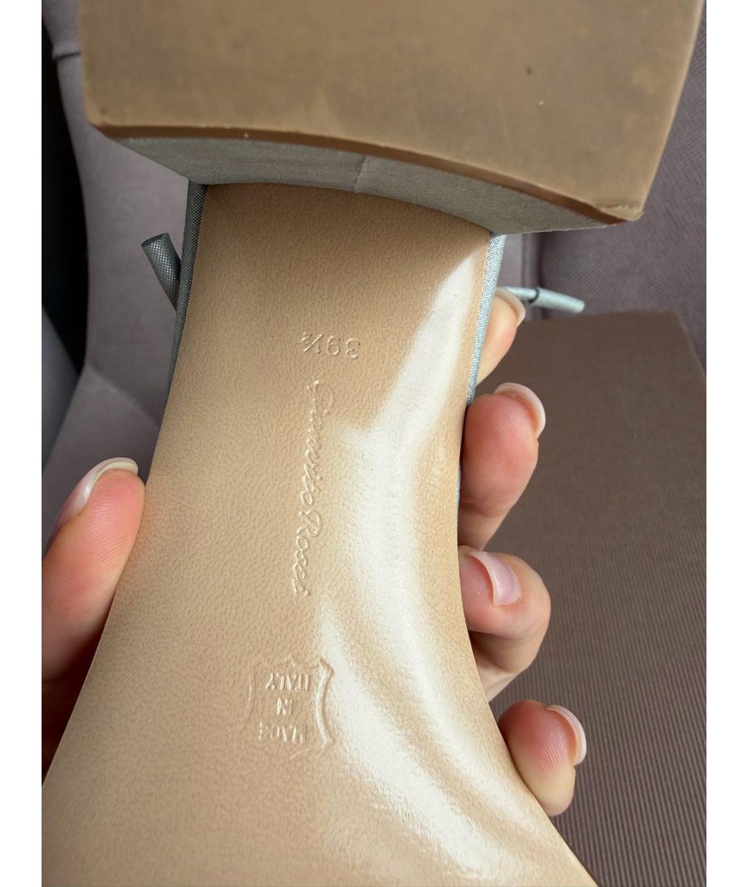 GIANVITO ROSSI Голубые кожаные босоножки, фото 8