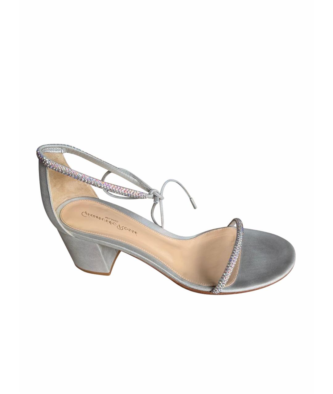 GIANVITO ROSSI Голубые кожаные босоножки, фото 1