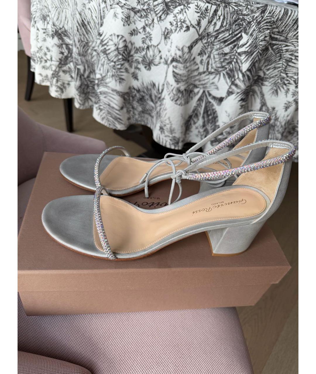 GIANVITO ROSSI Голубые кожаные босоножки, фото 9
