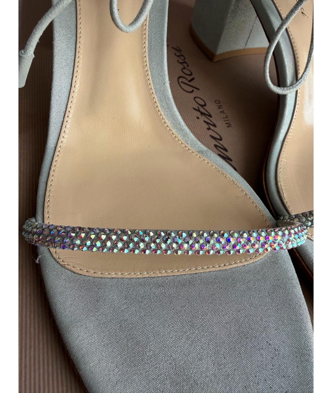GIANVITO ROSSI Голубые кожаные босоножки, фото 7