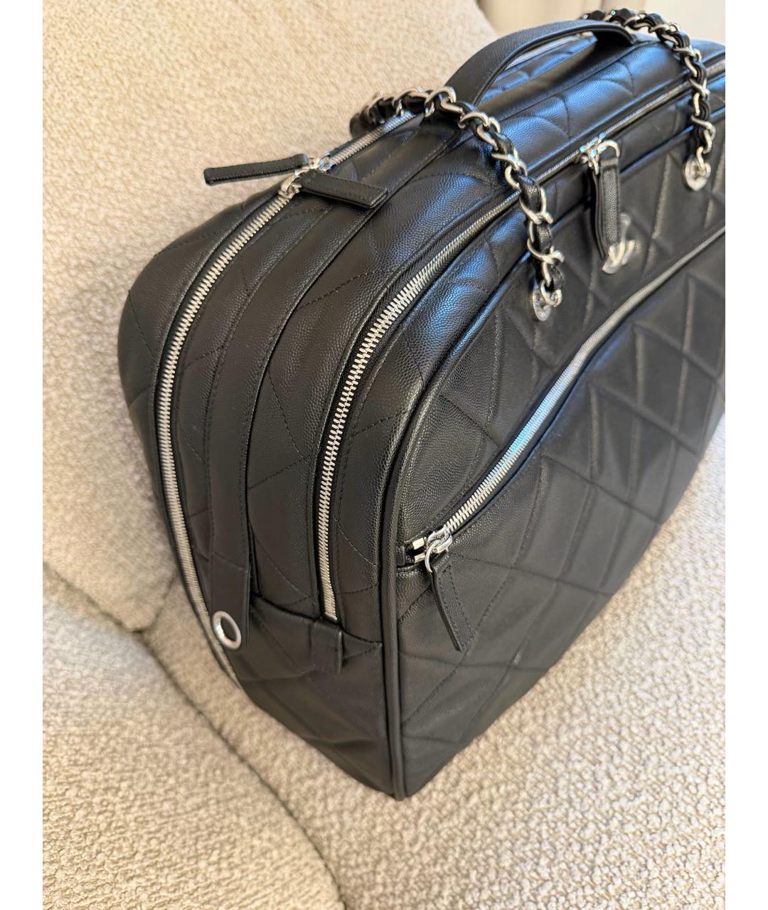 CHANEL Черная кожаная дорожная/спортивная сумка, фото 4