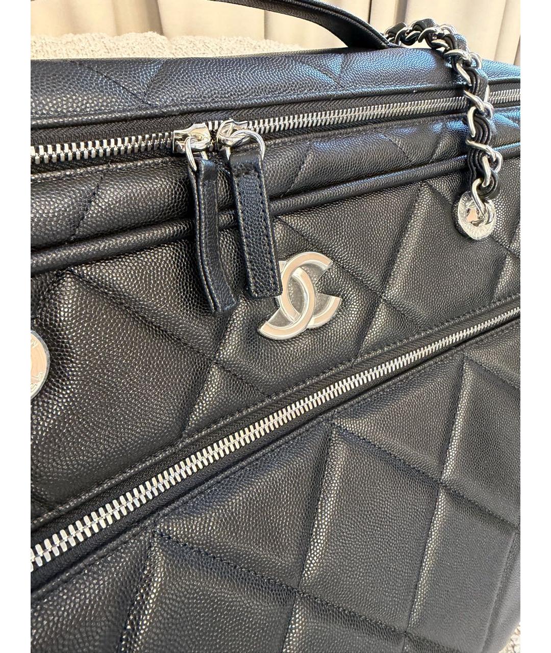 CHANEL Черная кожаная дорожная/спортивная сумка, фото 3