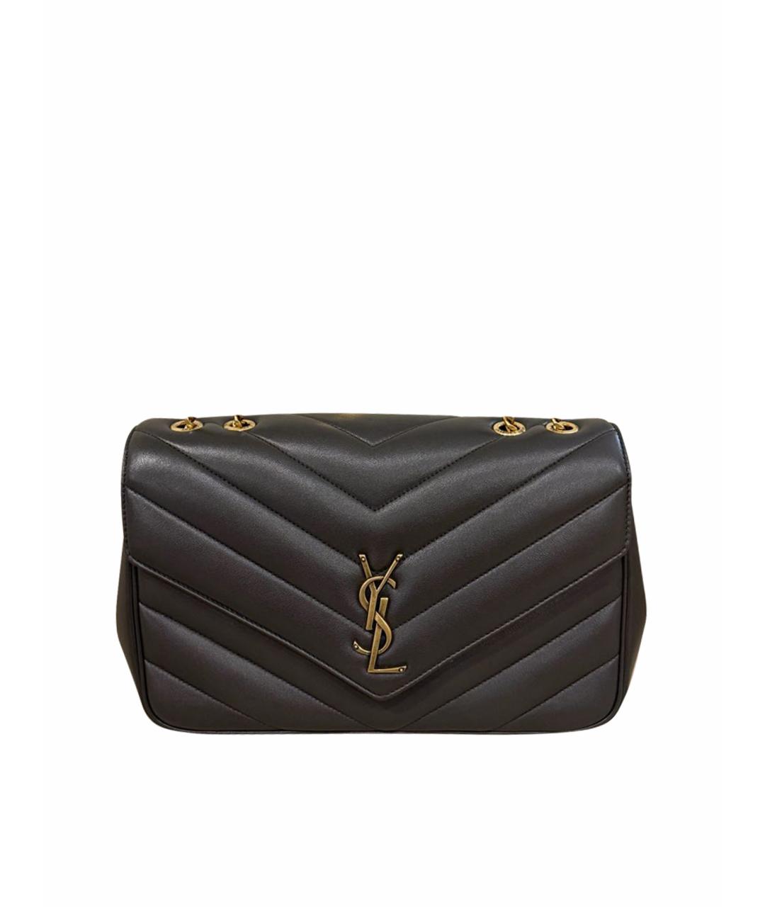 SAINT LAURENT Коричневая кожаная сумка с короткими ручками, фото 1