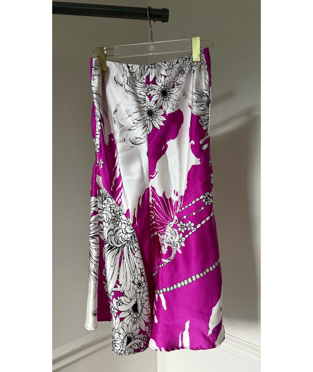 ROBERTO CAVALLI Розовый шелковый костюм с юбками, фото 4