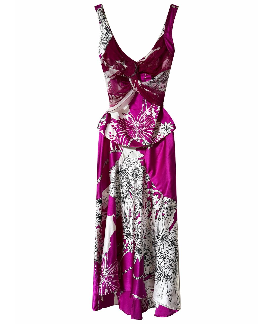 ROBERTO CAVALLI Розовый шелковый костюм с юбками, фото 1