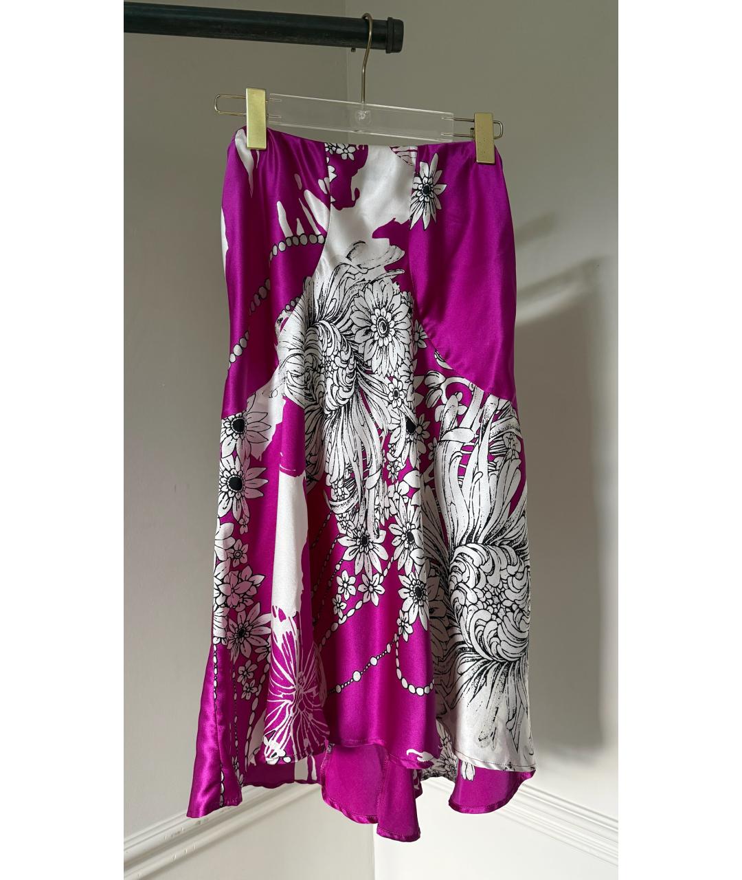 ROBERTO CAVALLI Розовый шелковый костюм с юбками, фото 3