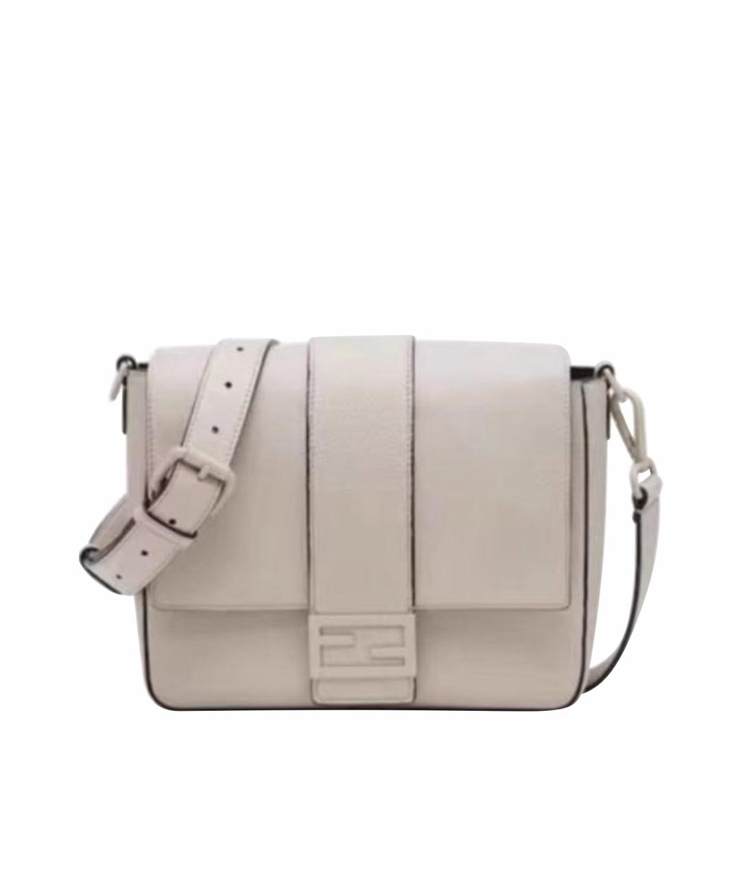 FENDI Бежевая кожаная сумка через плечо, фото 1