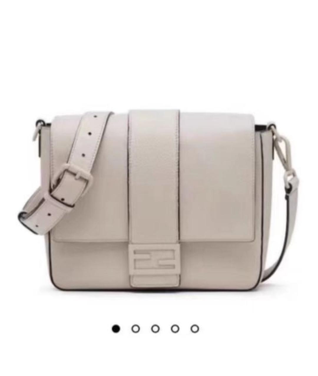 FENDI Бежевая кожаная сумка через плечо, фото 9