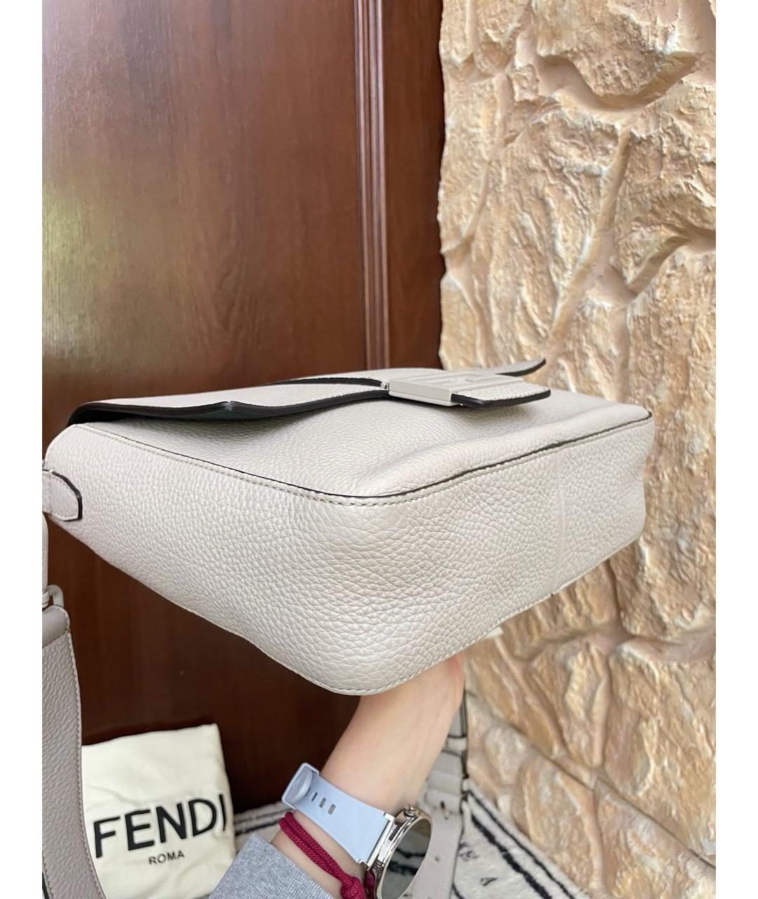 FENDI Бежевая кожаная сумка через плечо, фото 5