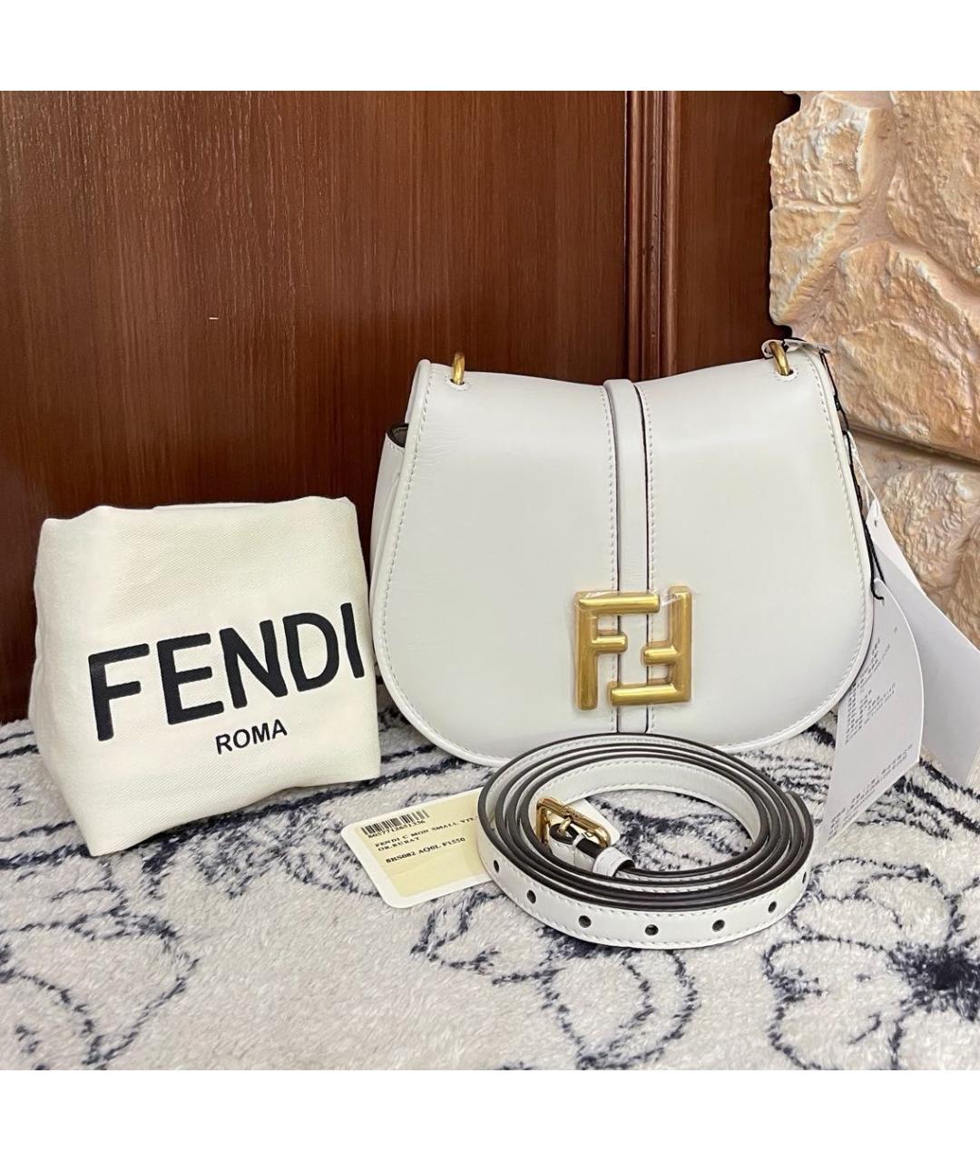 FENDI Белая кожаная сумка через плечо, фото 2