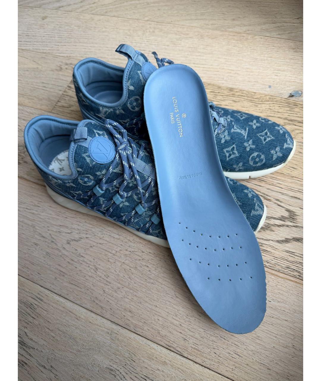 LOUIS VUITTON Голубые текстильные низкие кроссовки / кеды, фото 6
