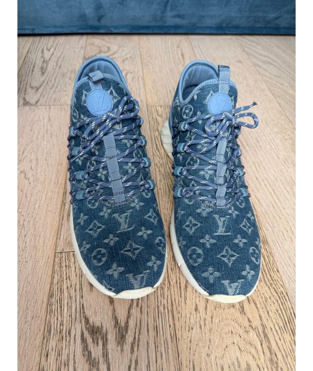 LOUIS VUITTON Голубые текстильные низкие кроссовки / кеды, фото 2