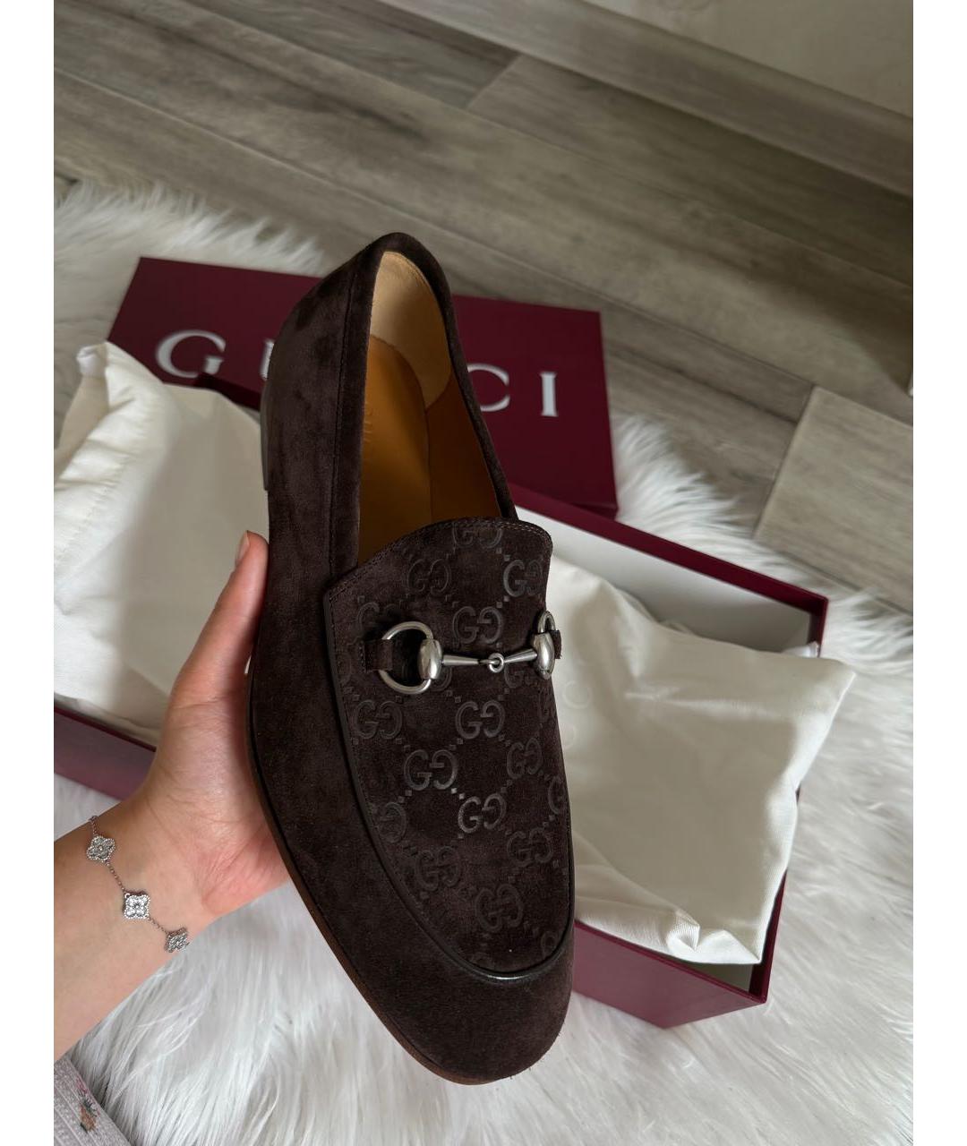 GUCCI Коричневые кожаные лоферы, фото 7