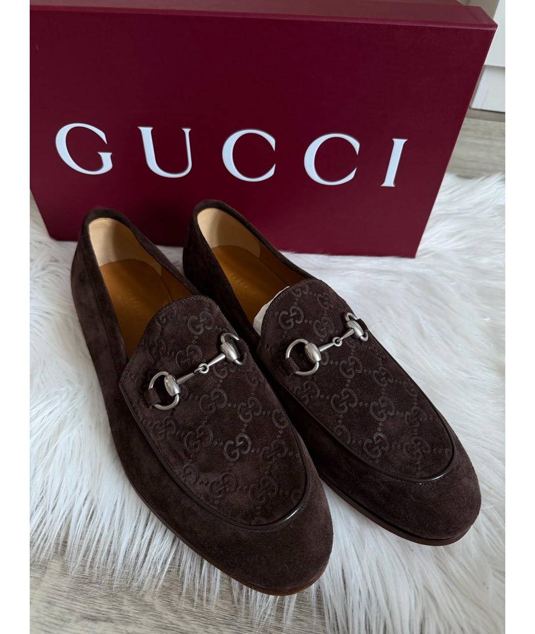 GUCCI Коричневые кожаные лоферы, фото 4