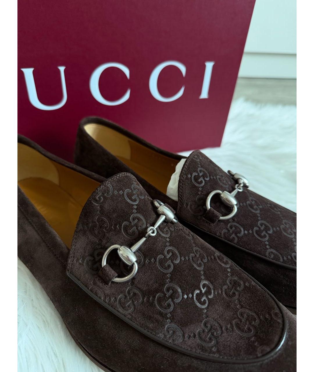 GUCCI Коричневые кожаные лоферы, фото 5