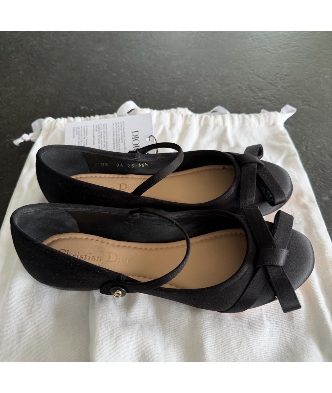 CHRISTIAN DIOR Черные текстильные балетки, фото 4