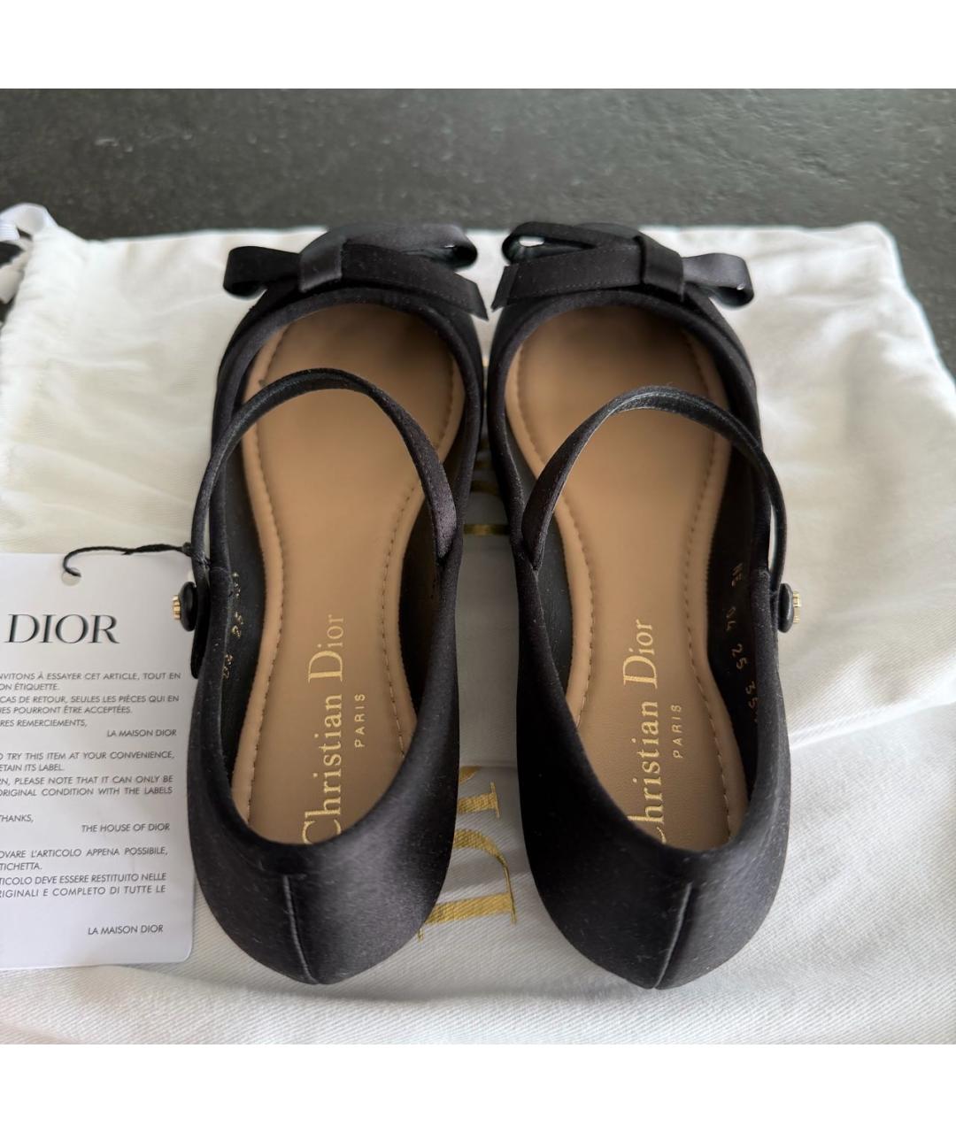 CHRISTIAN DIOR Черные текстильные балетки, фото 3