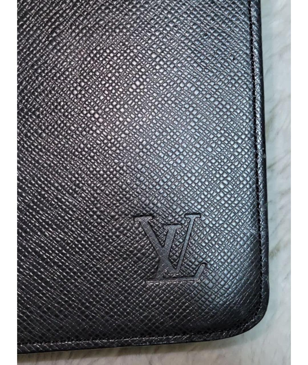 LOUIS VUITTON Черный кожаный портфель, фото 5
