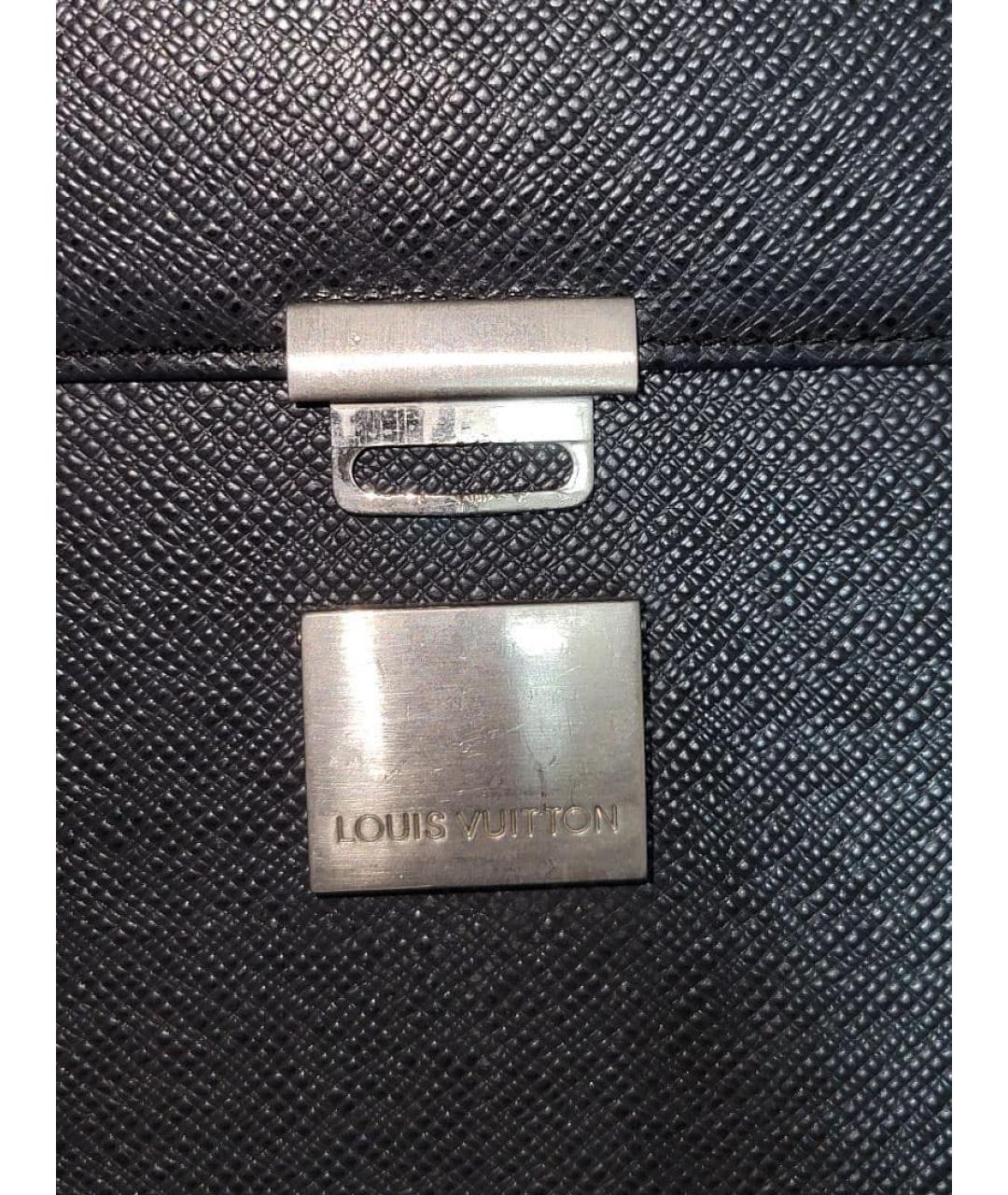 LOUIS VUITTON Черный кожаный портфель, фото 4